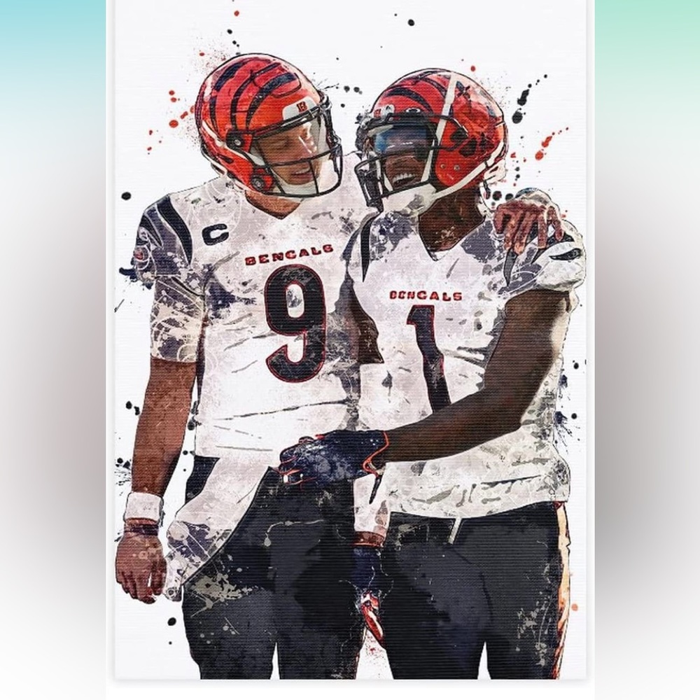 12X18” Joe Burrow and Ja’Marr Chase canvas poster unframed